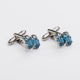 Combo "BAGUETTE" gemelos + alfiler con piedra Swarovski®