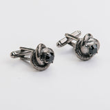 Gemelos "NODO" negros con piedra Swarovski®