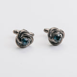 Gemelos "NODO" azules con piedra Swarovski®