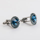 Combo "ROUND CROWN" gemelos + alfiler con piedra Swarovski®