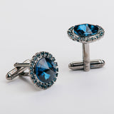Combo "ROUND CROWN" gemelos + alfiler con piedra Swarovski®