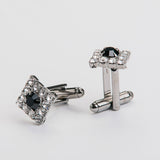 Combo "SQUARE" gemelos + alfiler con piedra Swarovski®