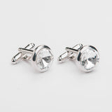 Gemelos de plata "ROUND" con piedra Swarovski®