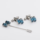 Gemelos y broche "BAGUETTE" con piedra Swarovski®