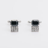 Combo gemelos "DOUBLE" + broche con piedra Swarovski®
