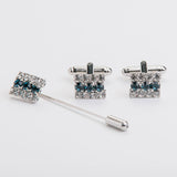 Gemelos y broche "STRIPES" con piedra Swarovski®