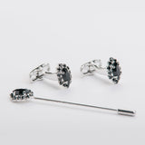 Gemelos y broche "O CROWN" con piedra Swarovski®