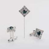 Gemelos y broche "SQUARE" con piedra Swarovski®