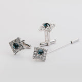 Gemelos y broche "SQUARE" con piedra Swarovski®