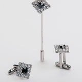 Gemelos y broche "SQUARE" con piedra Swarovski®