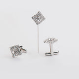 Gemelos y broche "SQUARE" con piedra Swarovski®