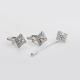 Gemelos y broche "SQUARE" con piedra Swarovski®