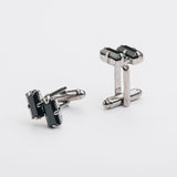 Gemelos y broche "BAGUETTE" con piedra Swarovski®