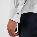 Camisa de sastre ROMA con cuello mandarín y tejido oblicuo