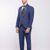 Traje con cuello mao "Royal Flame"