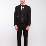 Traje con cuello mao "Black Enigma"