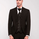 Traje con cuello mao "Black Enigma"