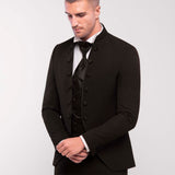 Traje con cuello mao "Black Enigma"