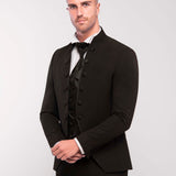 Traje con cuello mao "Black Enigma"
