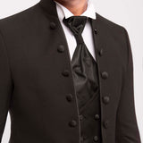 Traje con cuello mao "Black Enigma"