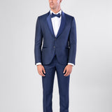 Traje de esmoquin con cuello chal azul marino