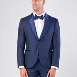 Traje de esmoquin con cuello chal azul marino