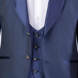 Traje de esmoquin con cuello chal azul marino