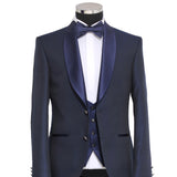 Traje de esmoquin con cuello chal azul marino